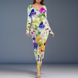 1 Piece Custom Casual Digital Printing Crew Neck Long Dresses