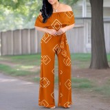 1 Piece Custom Casual Digital Printing Off Shoulder Jumpsuits
