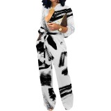 1 Piece Custom Casual Digital Printing V Neck Jumpsuits with Pockets