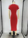 Casual Short Sleeve V Neck Mid Dress