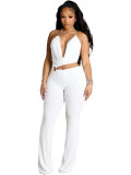 Sexy Solid Color Hollow Out Halter Regular Jumpsuits