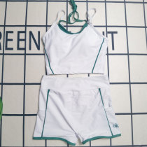 Sports Women Workout Straps Crop Tank Tops Padded Yoga Short Set