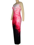 Women's Printed Sleeveless Strapless Long Dresses