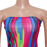 Women's Printed Sleeveless Strapless Long Dresses