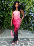 Women's Printed Sleeveless Strapless Long Dresses