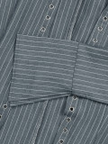 Casual Tailored Striped Lapel Long Sleeve Tie Front Shirt Shorts Set