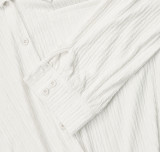 Solid Two-piece Long Sleeved Pleated Casual Shirt Pant Set