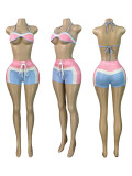 Colorblock Tank Sweatshirt Shorts 3 Piece Sets