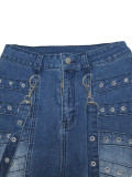 Casual Trousers High Waist Jeans with Metal Rivets