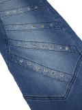 Casual Trousers High Waist Jeans with Metal Rivets