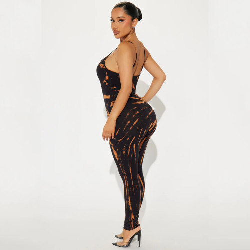Sexy Straps Print Jumpsuit