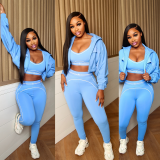 Yoga Suit Sports Vest High Waist Belly Fitness Suit Set without cardigan