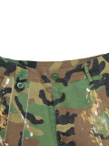 Casual Camouflage Print Multi-pocket Workwear Straight Trousers