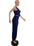 Casual Solid Color Buckle O Neck Sleeveless Two Pieces
