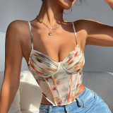 Allover Print Street Style Asymmetric Hem Sexy Camisole