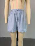 2025 Summer Fashion Lantern Sleeve Cardigan Jacket Wide Leg Shorts Casual Suit