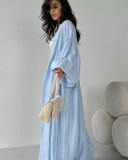 2025 Summer Fashion Lantern Sleeve Cardigan Jacket Wide Leg Shorts Casual Suit