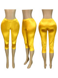 Stretch Satin Shiny Capri Pants