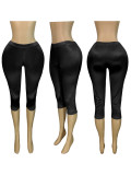 Stretch Satin Shiny Capri Pants