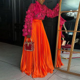 Imitation Silk Pleated Maxi Skirts