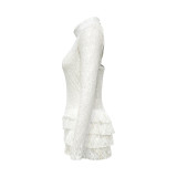 Sexy Lace Long Sleeve Ruffle Backless Romper