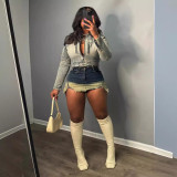 Sexy Mini Denim Skirt for Women Bodycon High Waisted Stretchy Jean Skirts Beach