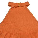 Women Casual Halter Backless Top and Wide-leg Pants Two-piece Set