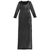 Elegant Slim-Fit Beads Embellished Bodycon Evening Dress