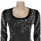 Elegant Slim-Fit Beads Embellished Bodycon Evening Dress