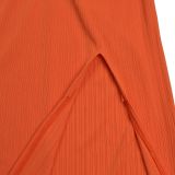Sexy Knitted Halter Hollow-out  Backless Split Long Dresses