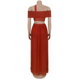 Women Sexy Strapless See-Through Mesh dress