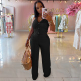 Summer 2 Piece Outfits Dressy Halter V Neck Crop Tops Blazer Vest Pants Sets