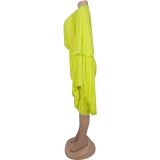 Casual Pleated Solid Color Long Sleeve Short Rompers