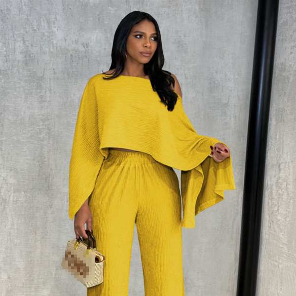 Women's 2 Piece Outfits Off Shoulder Tracksuits Long Sleeve Pullover Jogger Pants