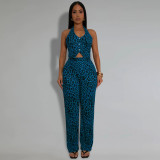 Summer 2 Piece Outfits Dressy Halter V Neck Crop Tops Blazer Vest Pants Sets