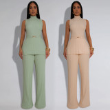 Women's Loose Casual Turtleneck Top and Pants Two-piece Set