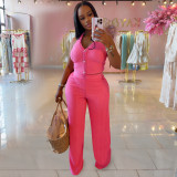 Summer 2 Piece Outfits Dressy Halter V Neck Crop Tops Blazer Vest Pants Sets
