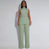 Women's Loose Casual Turtleneck Top and Pants Two-piece Set