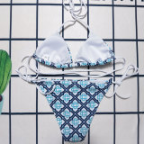 Summer Beach Padded Printed Straps Halter 2 Piece Bikini Swimwear