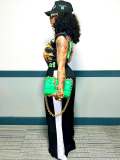 Autumn Casual Colorblock Shiny Drawstring Wide-leg Pants