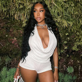 Sexy Bandage Halter Swing Neck Backless Mesh Two Piece Short Set
