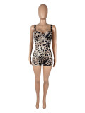 Sexy Low-cut Tight Leopard Print Straps Rompers