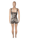 Sexy Low-cut Tight Leopard Print Straps Rompers