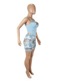 Women Sexy Fishbone Tunic Lace Corset Top And Ruffled Mini Skirt Set