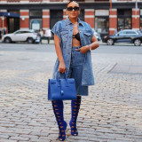 Women's Casual Denim Jacket Waistcoat Fashion Sleeveless Vest