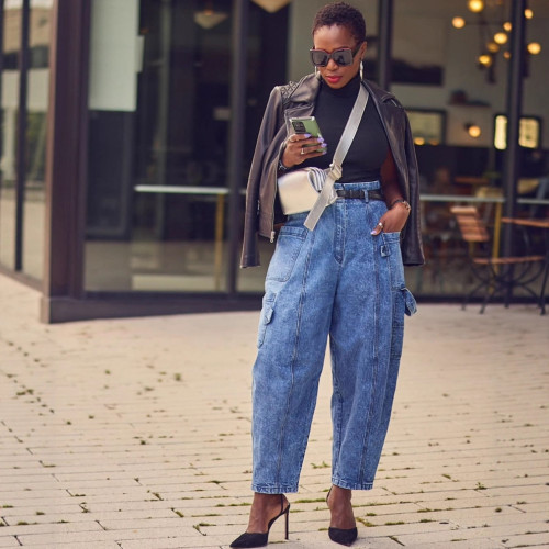 Fashion Versatile Pants Three-dimensional Pocket Washed Skinny Jeans