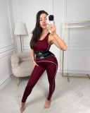 Alphabet Yoga Gathered Sports Vest High Waist Fitness Set