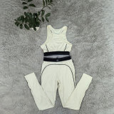 Alphabet Yoga Gathered Sports Vest High Waist Fitness Set