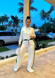 Casual Ribbon Long Sleeve Wide Leg Jogger Set