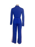 Hot Sale Fashion Women Colors Patchwork Long Sleeves Casual Sports 2pc